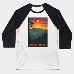 Great Smoky Mountains national park travel poster Baseball T-Shirt